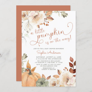  Autumn Floral A Little Pumpkin Fall Baby Shower I Invitation