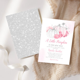 Autumn Floral A Little Pumpkin Girl Baby Shower  Invitation