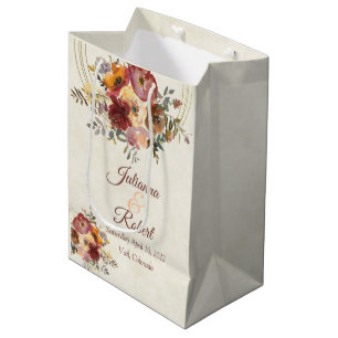 Autumn floral and gold wedding   medium gift bag