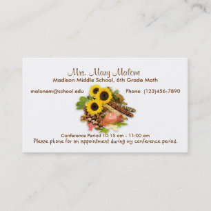 Autumn Floral Arangement Sunflowers Info Business Card