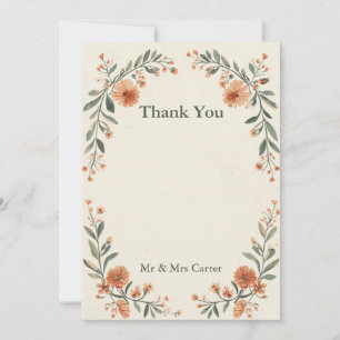 Autumn Floral Arch Wedding Thank You Card