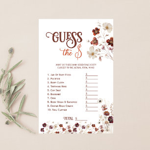 Autumn Floral Baby Shower Guess The Price Game