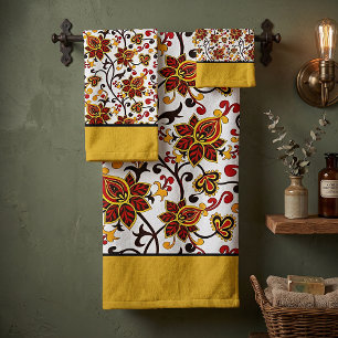 Autumn floral bath towel set