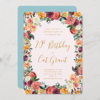 Autumn Floral Birthday Invitation Any Age