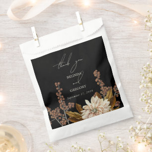 Autumn Floral Black Watercolor Fall Wedding Favour Bags