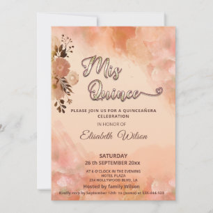 Autumn floral blushed orange watercolor quince invitation