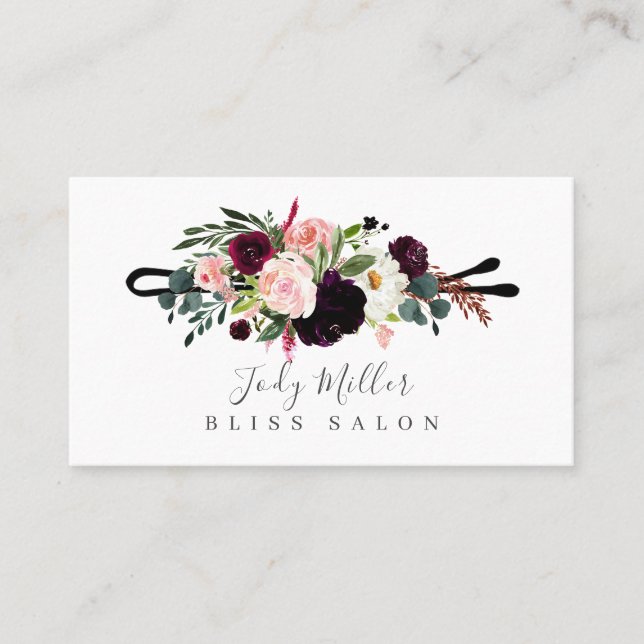Autumn Floral Bobby Pin Hair Salon Business Cards (Front)