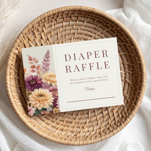 Autumn Floral Boho Diaper Raffle Enclosure Card (Creator Uploaded)