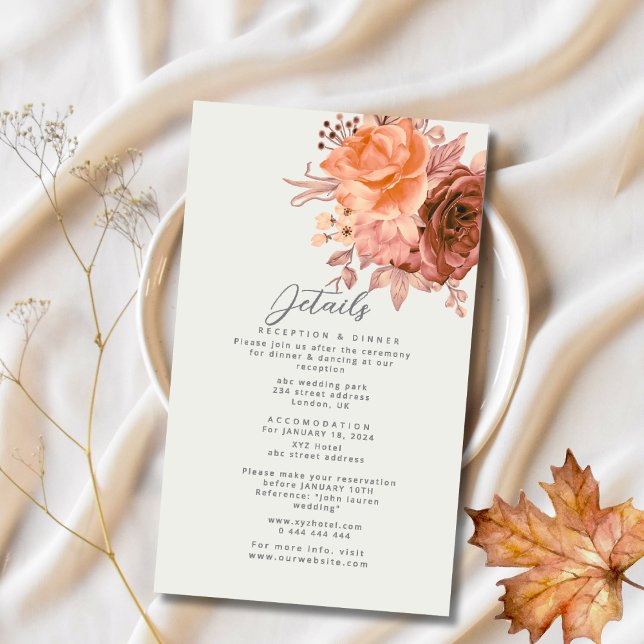Autumn Floral BoId watercolor bloom wedding  Enclosure Card (Creator Uploaded)