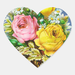 Autumn Floral Bouquet Watercolor Heart Sticker