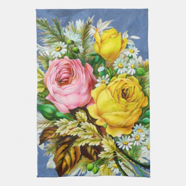 Autumn Floral Bouquet Watercolor Tea Towel (Vertical)