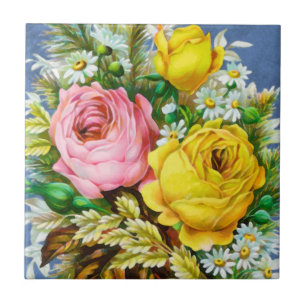 Autumn Floral Bouquet Watercolor Tile