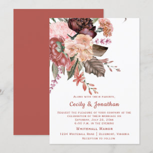 Autumn Floral Bouquet Wedding   Invitation