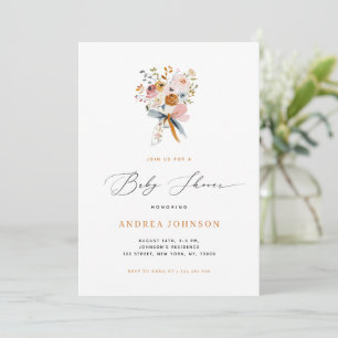 Autumn Floral Bouquet with a Bow Fall Baby Shower Invitation
