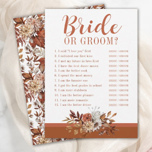 Autumn Floral Bridal Shower Game Invitation
