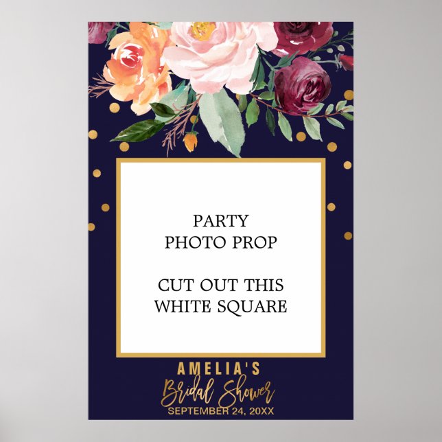 Autumn Floral Bridal Shower Photo Prop Frame Poster (Front)