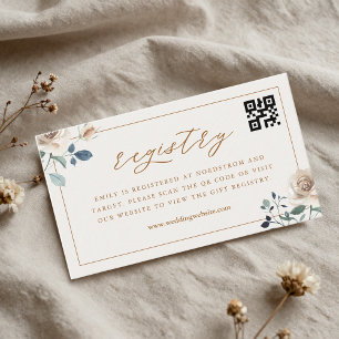 Autumn Floral Bridal Shower QR Code Gift Registry Enclosure Card