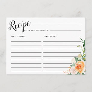 Autumn Floral Bridal Shower Recipe Card
