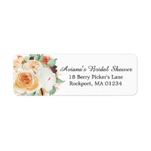 Autumn Floral Bridal Shower Return Address