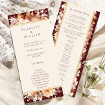 Autumn Floral Burgundy Cream Simple Wedding Programme<br><div class="desc">This autumn floral burgundy cream simple wedding program design is a dreamy ensemble that embodies the essence of vintage charm and modern elegance. Featuring autumn florals and leaves in fall colours, accented with gold geometric borders, our design offers a simple yet captivating aesthetic perfect for your summer or fall celebration....</div>