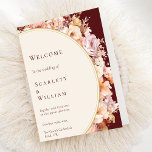 Autumn Floral Burgundy Cream Wedding Programme<br><div class="desc">This autumn floral burgundy cream wedding program design is a dreamy ensemble that embodies the essence of vintage charm and modern elegance. Featuring autumn florals and leaves in fall colours, accented with gold geometric borders, our design offers a simple yet captivating aesthetic perfect for your summer or fall celebration. Against...</div>