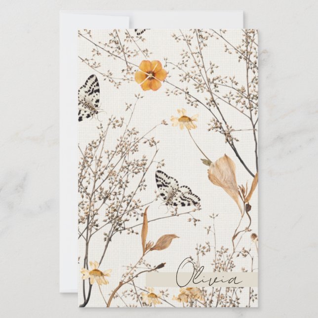 Autumn Floral Butterfly Paper Sheet (Front)