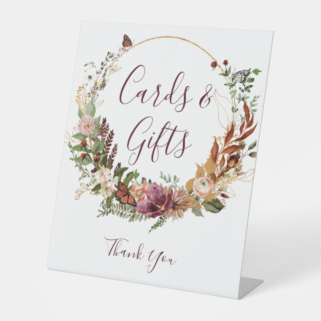 Autumn Floral Cards Gifts Pedestal Sign (Front)