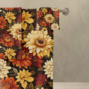 Autumn Floral Chrysanthemums Bath Towel Set