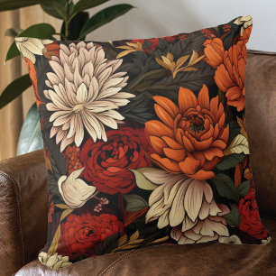 Autumn Floral Chrysanthemums Cushion
