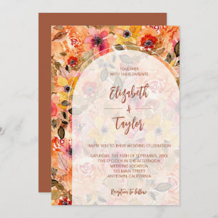 Autumn Floral Collage All In One Wedding Invites