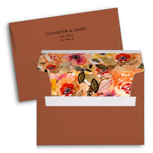 Autumn Floral Collage Lined Terracotta Envelope