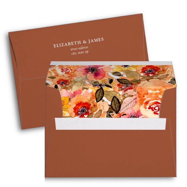 Autumn Floral Collage Lined Terracotta  Envelope (Creator Uploaded)
