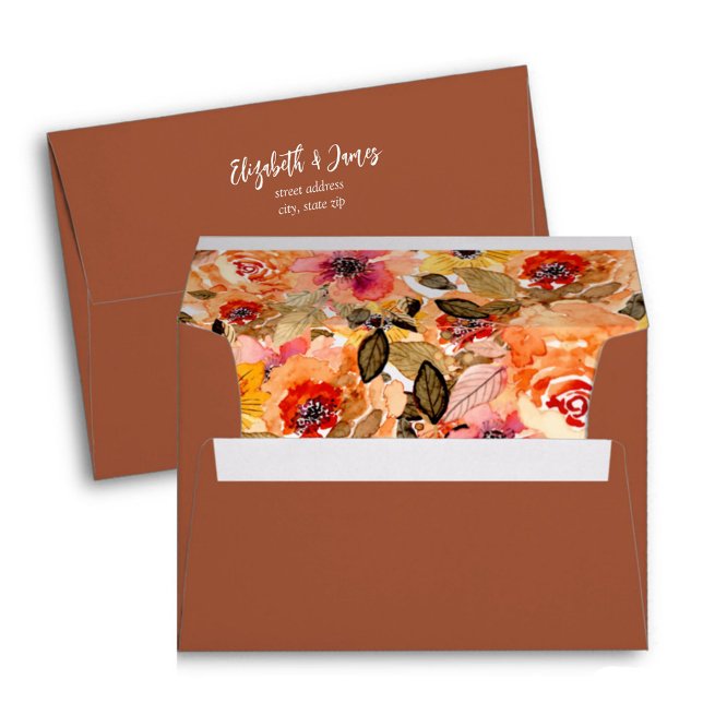 Autumn Floral Collage Lined Terracotta Envelope (Creator Uploaded)