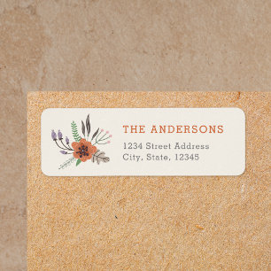 Autumn Floral Custom Family Name Return Address