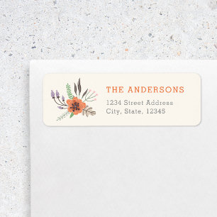 Autumn Floral Custom Family Name Return Address