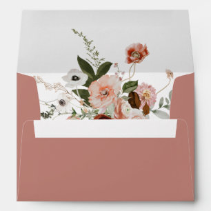 Autumn Floral Dusty Rose Return Address Envelope
