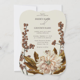 Autumn Floral Earthy Tones Watercolor Fall Wedding Invitation