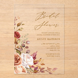 Autumn Floral Elegant Bridal Shower Invitation