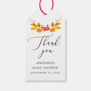 Autumn floral. Elegant fall baby shower thank you Gift Tags