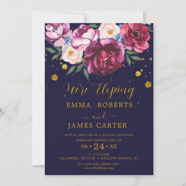 Autumn Floral | Elopement Reception Invitation (Front)