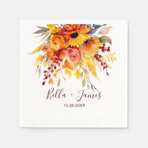 Autumn Floral Foliage Wedding Napkin