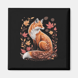 Autumn Floral Fox Fall Boho Animal Nature Lover Te Magnet