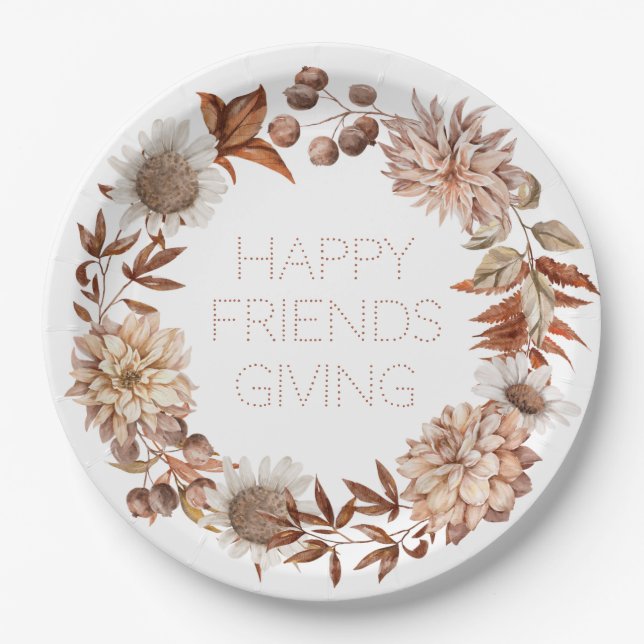 Autumn Floral Friendsgiving Plates (Front)