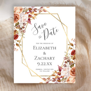 Autumn Floral Geometric Fall Wedding Save the Date