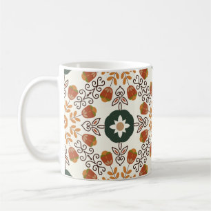 Autumn Floral Geometric, Vintage Seamless. Coffee Mug