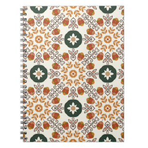 Autumn Floral Geometric, Vintage Seamless. Notebook
