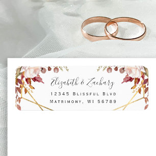 Autumn Floral Gold Fall Wedding Return Address