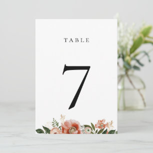 Autumn Floral Greenery Table Number Card