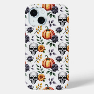 Autumn Floral Halloween Pattern iPhone 15 Case
