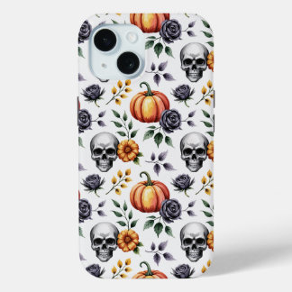 Autumn Floral Halloween Pattern iPhone 15 Case